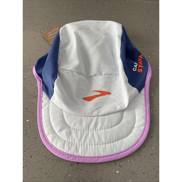 NWT Brooks Running Lightweight Packable Hat Cap Lt Slate Aegan Bright Purple - Picture 2 of 8